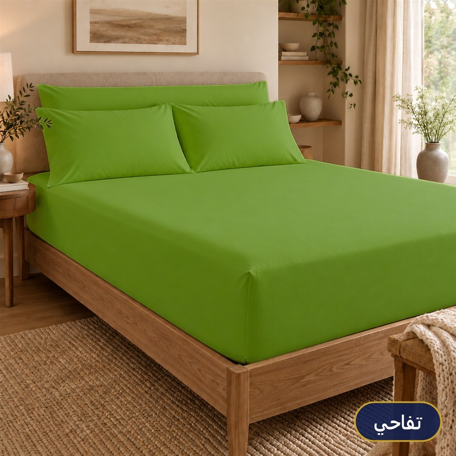 طقم ملايات سادة استك لون تفاحي